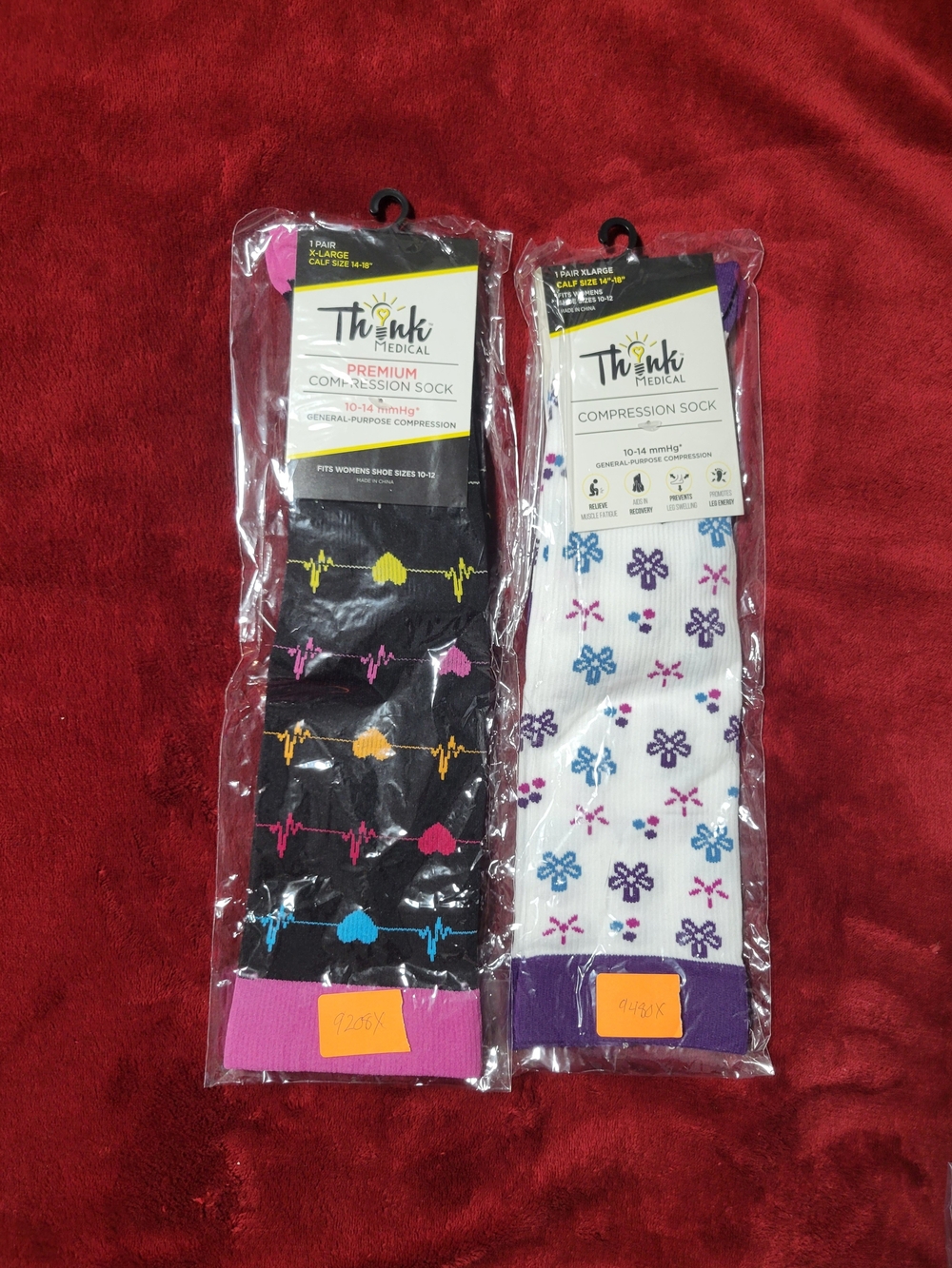 Women's Black & White Multi Color Compression Socks, Size XL